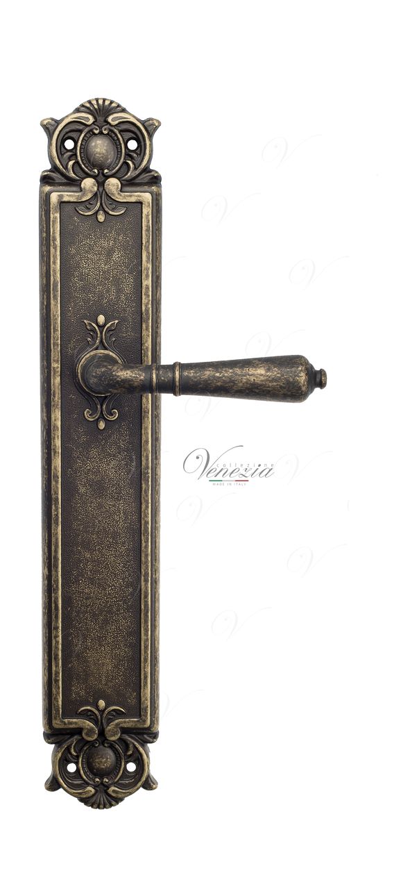 Door Handle Venezia  VIGNOLE  On Backplate PL97 Antique Bronze