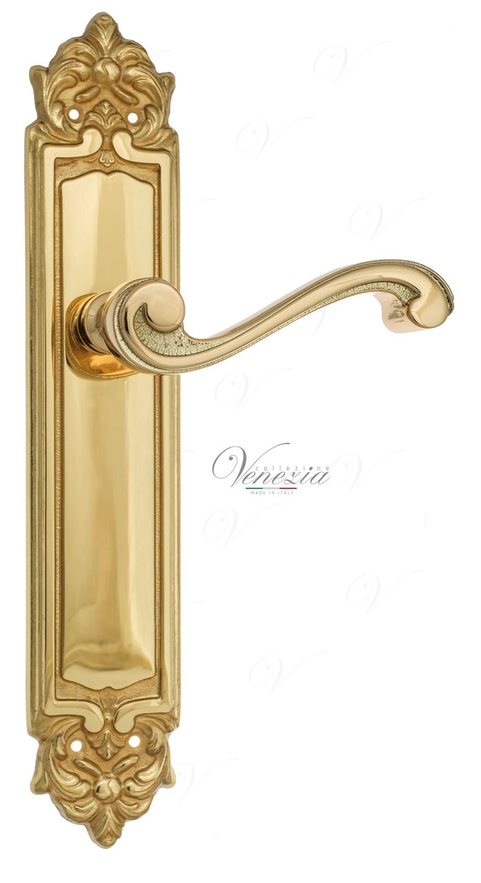 Door Handle Venezia  VIVALDI  On Backplate PL96 Polished Brass
