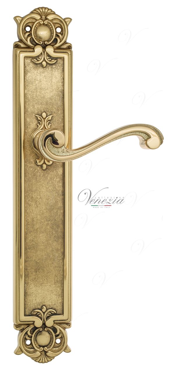Door Handle Venezia  VIVALDI  On Backplate PL97 Polished Brass