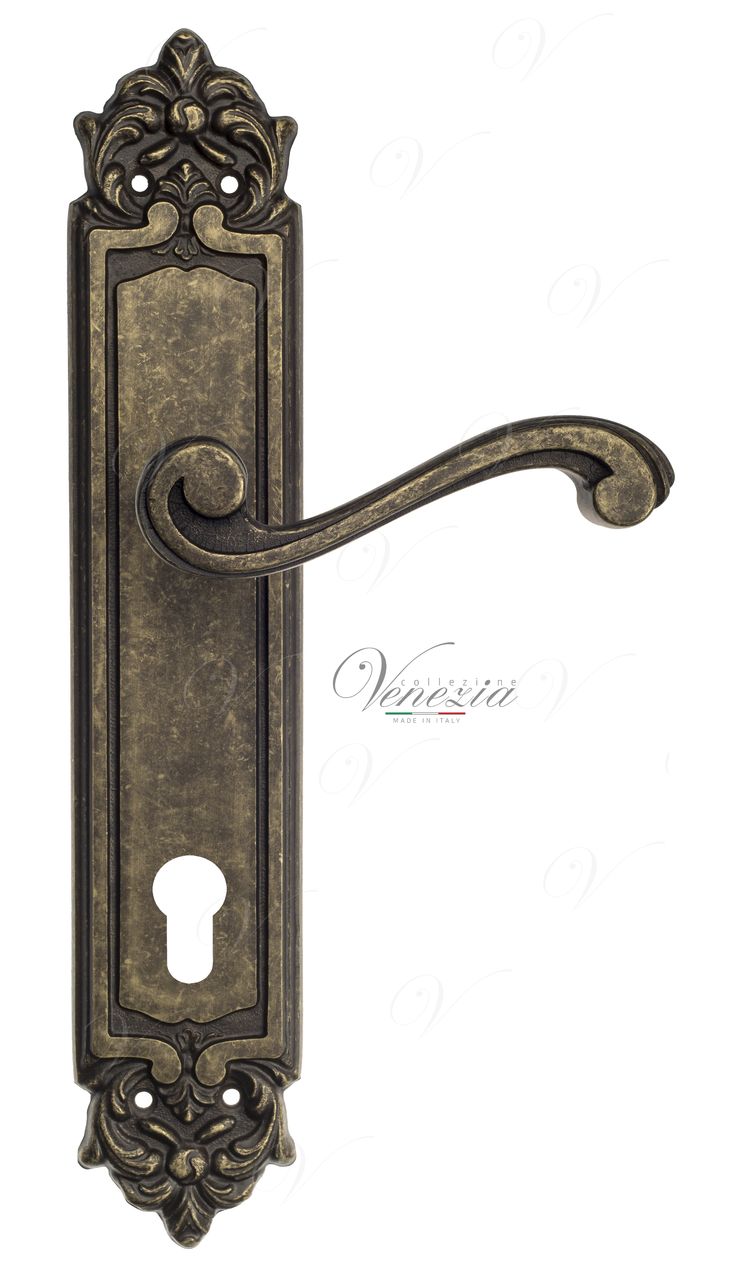Door Handle Venezia  VIVALDI  CYL On Backplate PL96 Antique Bronze