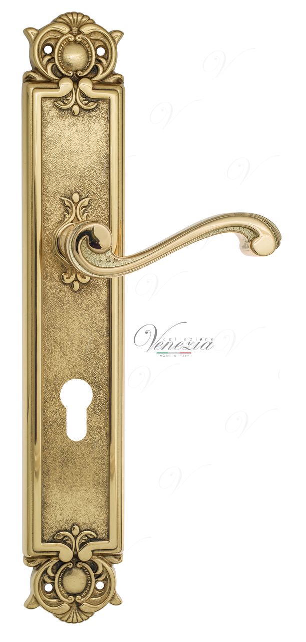 Door Handle Venezia  VIVALDI  CYL On Backplate PL97 Polished Brass