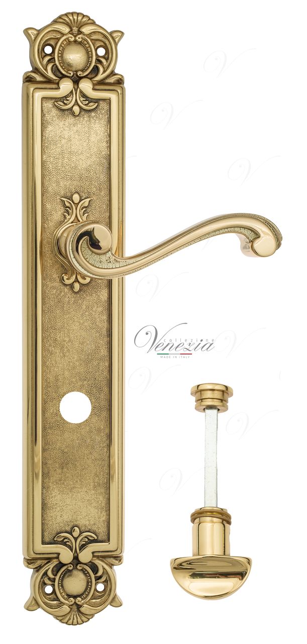 Door Handle Venezia  VIVALDI  WC-2 On Backplate PL97 Polished Brass