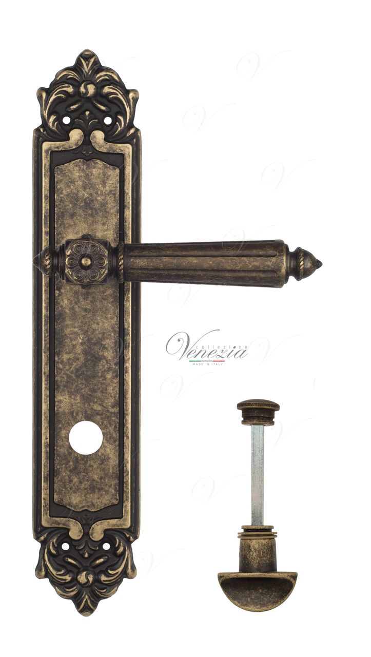 Door Handle Venezia  CASTELLO  WC-2 On Backplate PL96 Antique Bronze
