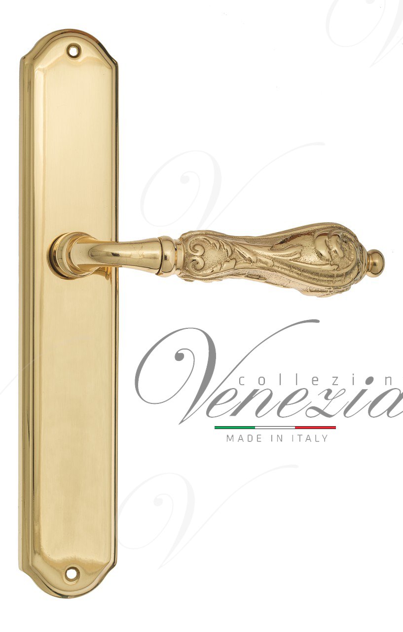 Door Handle Venezia  MONTE CRISTO  On Backplate PL02 Polished Brass