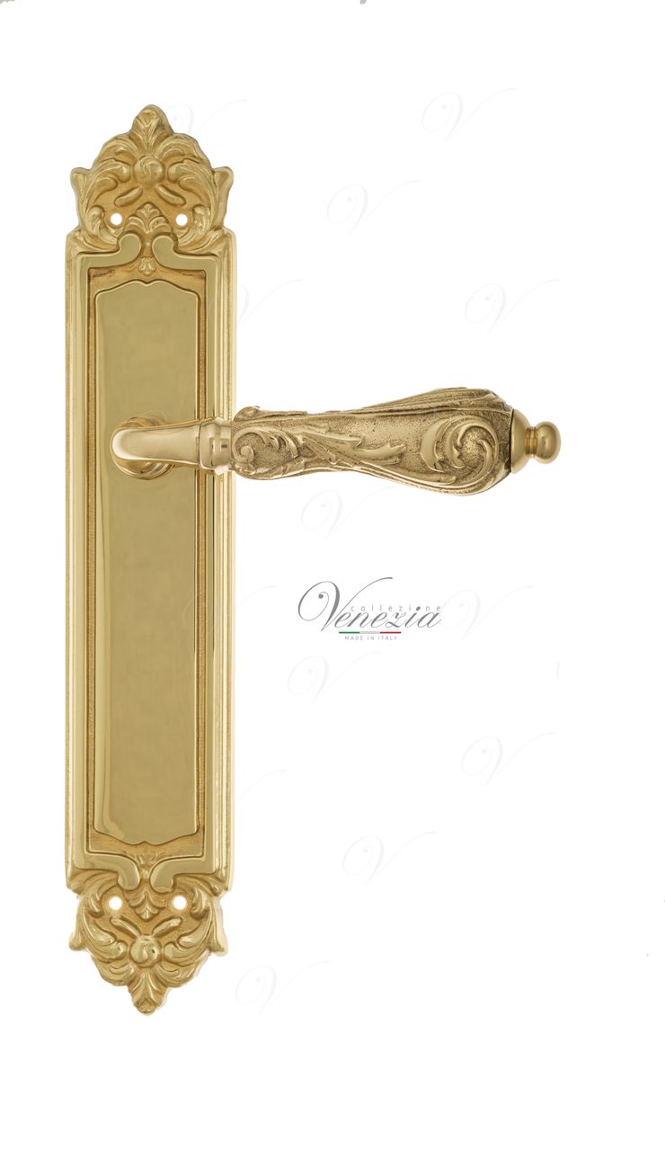 Door Handle Venezia  MONTE CRISTO  On Backplate PL96 Polished Brass