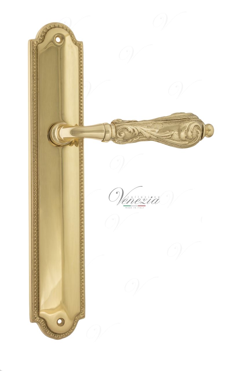Door Handle Venezia  MONTE CRISTO  On Backplate PL98 Polished Brass