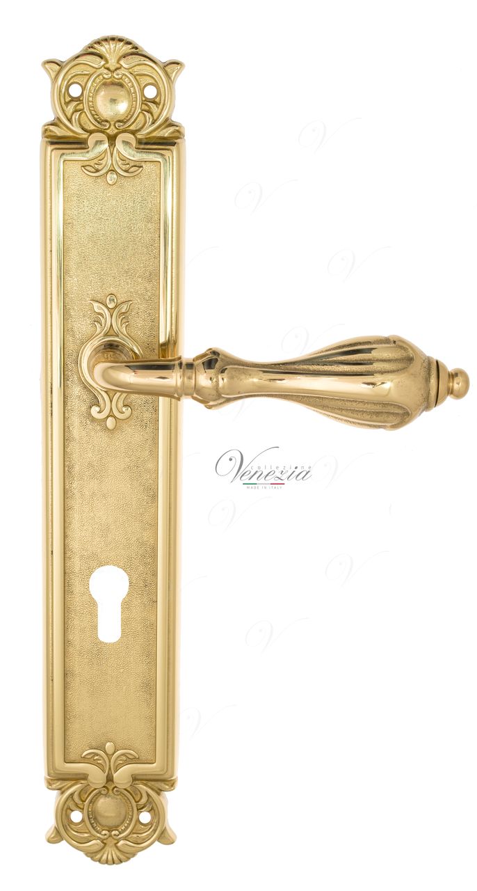 Door Handle Venezia  ANAFESTO  CYL On Backplate PL97 Polished Brass