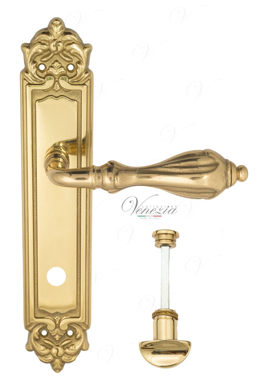 Door Handle Venezia  ANAFESTO  WC-2 On Backplate PL96 Polished Brass