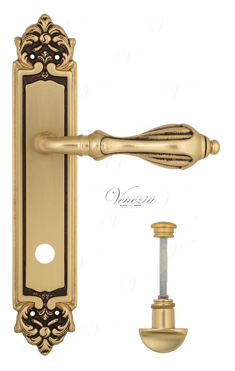 Door Handle Venezia  ANAFESTO  WC-2 On Backplate PL96 French Gold + Brown