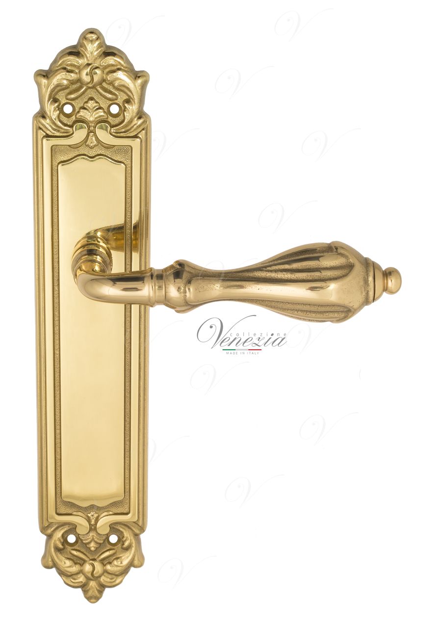 Door Handle Venezia  ANAFESTO  On Backplate PL96 Polished Brass