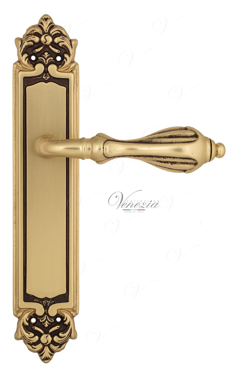 Door Handle Venezia  ANAFESTO  On Backplate PL96 French Gold + Brown