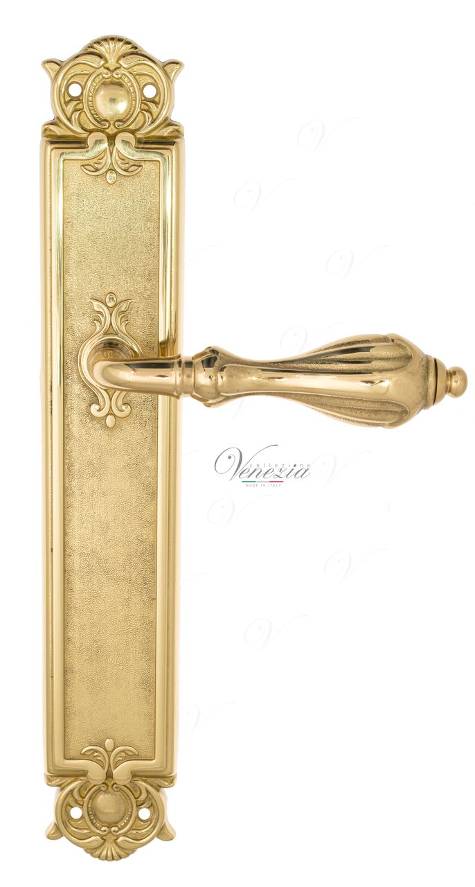 Door Handle Venezia  ANAFESTO  On Backplate PL97 Polished Brass
