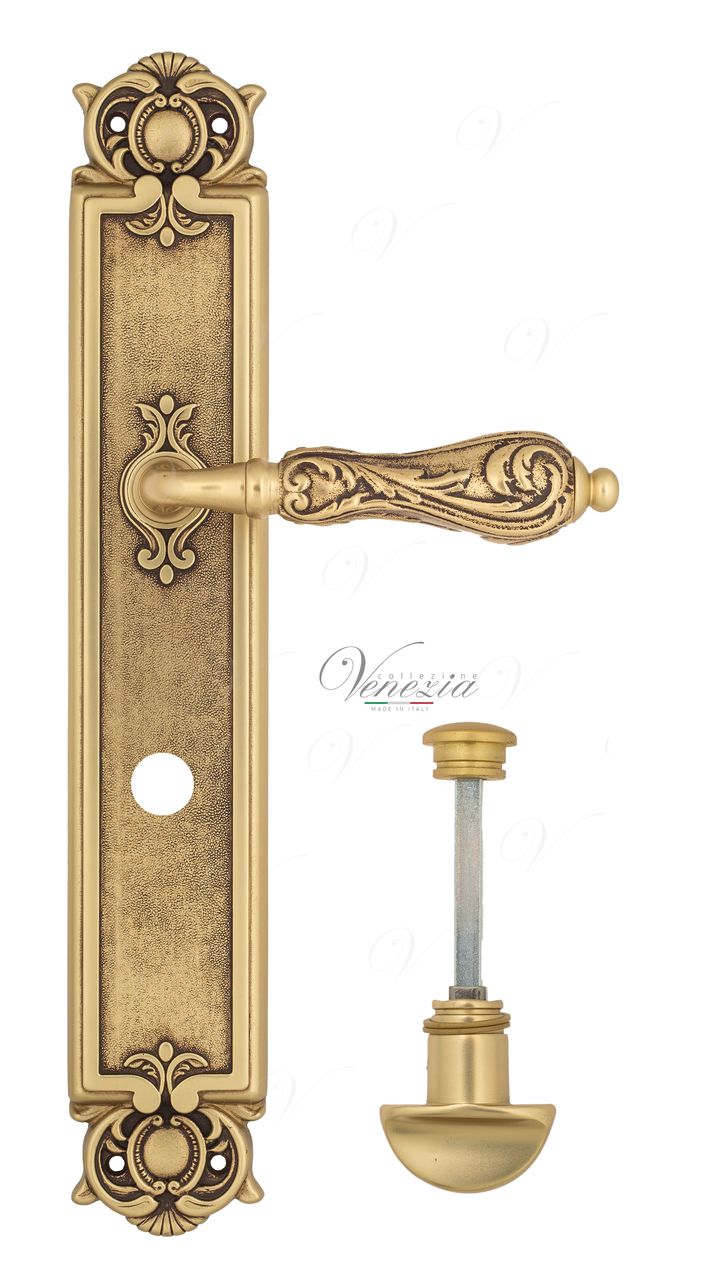 Door Handle Venezia  MONTE CRISTO  WC-2 On Backplate PL97 French Gold + Brown